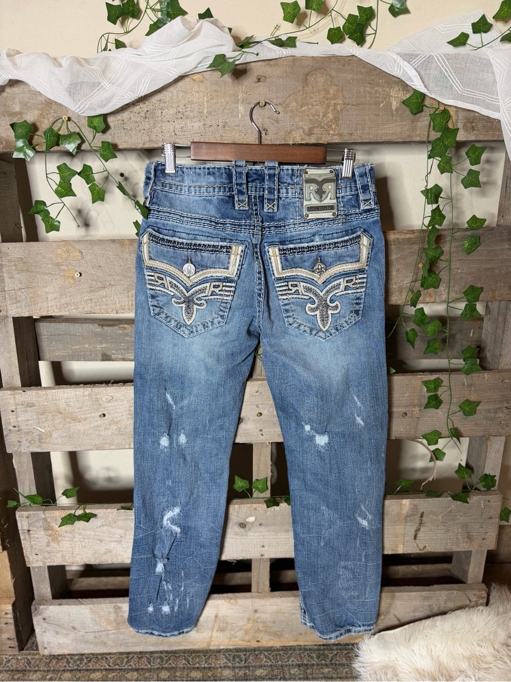Rock Revival Women's Light Blue Distressed Boyfriend Jeans